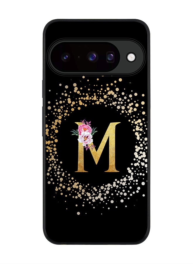 For Google Pixel 10 Case,Slim fit Camera Protection, Shockproof Thin Phone cover  - Custom Monogram Floral - M ( Black )